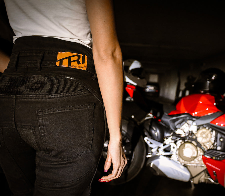 Trilobite Parado Doublelayer AAA ženske moto traperice SLIM FIT crne